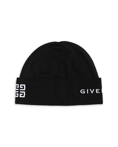 givenchy black embroidered logo beanie